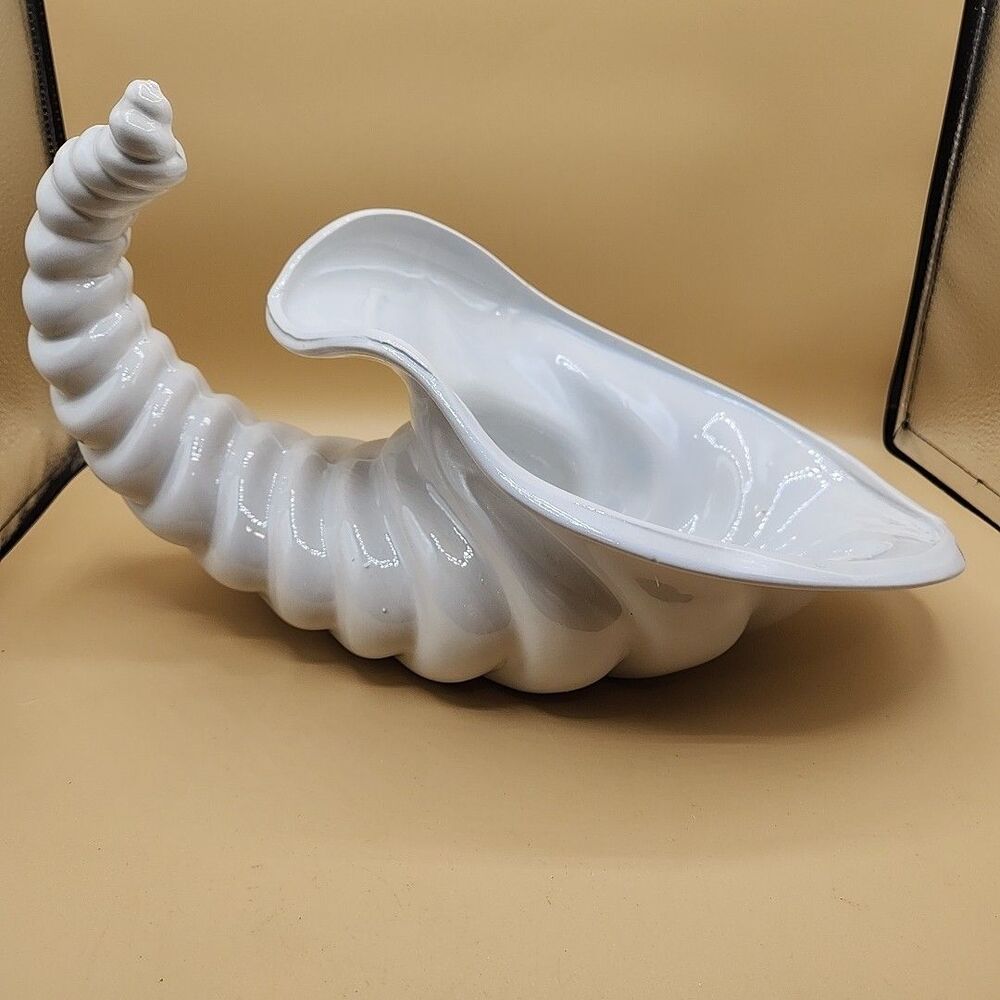70s Atlantic Mold Cornucopia 14.5in Horn of Plenty Vintage Thanksgiving Fall